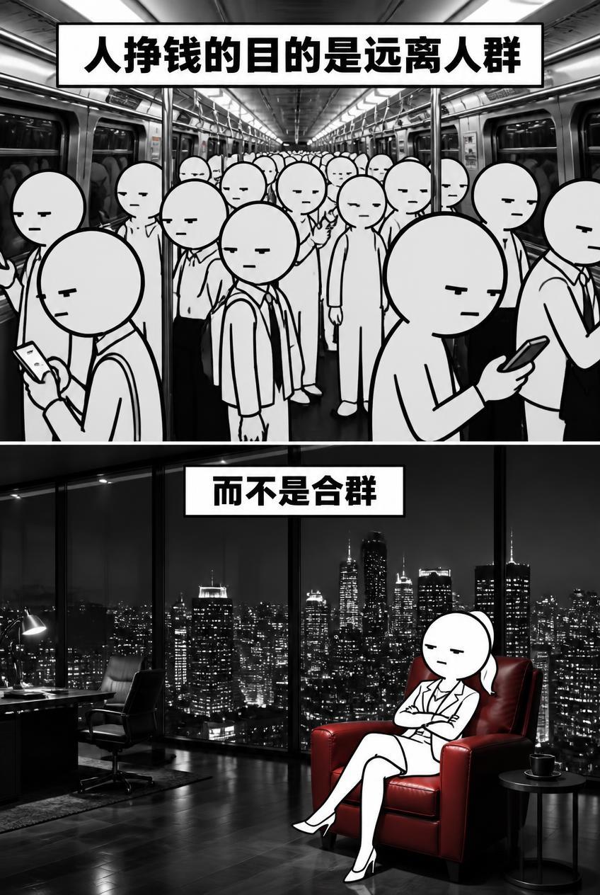 人挣钱的目的是远离人群，而不是合群
