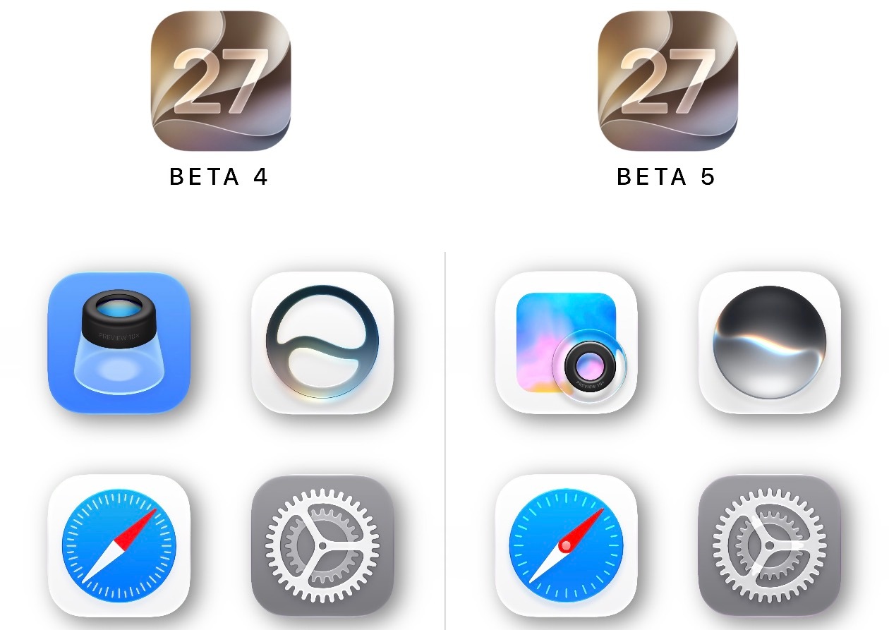 iOS27 beta5 最明显的更新就是换了一些 App 的新图标，等了三周苹果