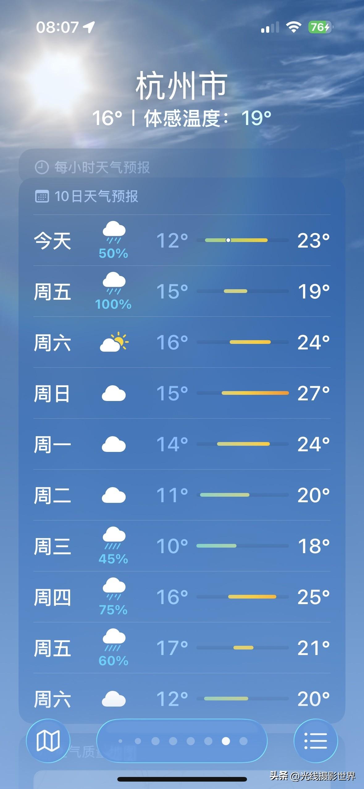 哇！清明节假期，浙江省杭州市，真的要出太阳啦！4月4日到6日，杭州市，多云晴好！