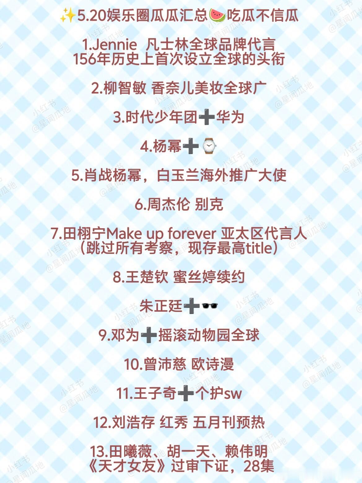 5.20娱乐圈吃瓜汇总🍉今日顶流含量高哦！✨仅供娱乐吃瓜，一切以艺人/品牌/平