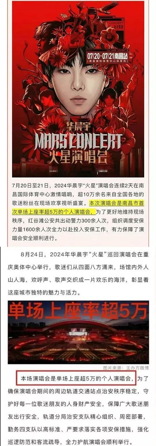 华晨宇一场演唱会人数就能超过人家一年的😌 ​​​