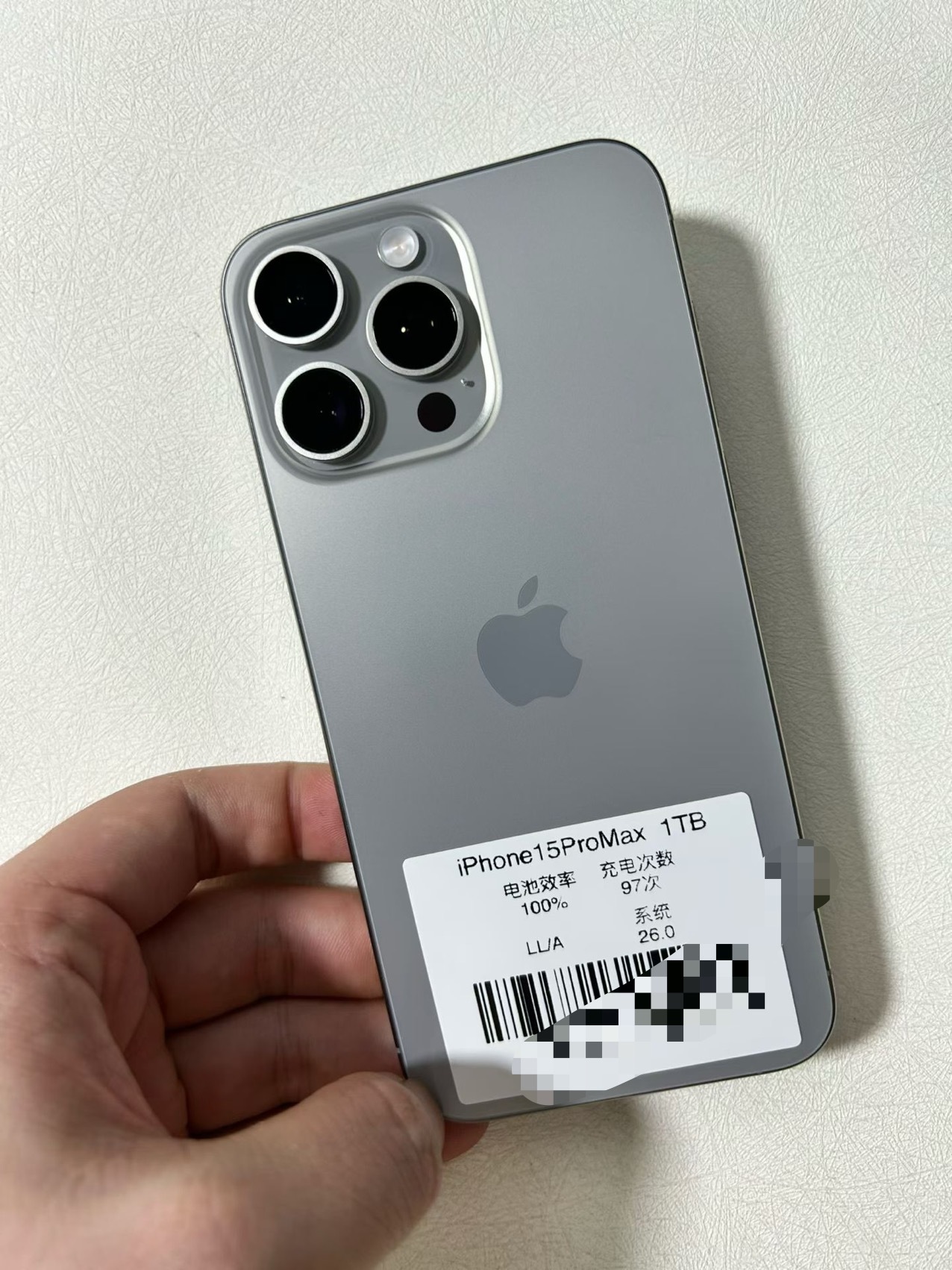 美版无锁15ProMax 1TB 原色，电池效率100% ，充电90来次，极品成