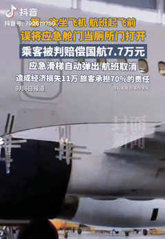 这就是手欠的下场！6日报道，浙江衢州一男子乘坐飞机时，由于好奇在航班起飞前把应急
