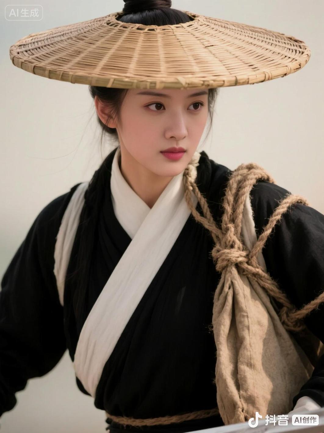 古风斗笠 斗笠汉服妆造 国风斗笠 复古蓑衣斗笠 复古斗笠