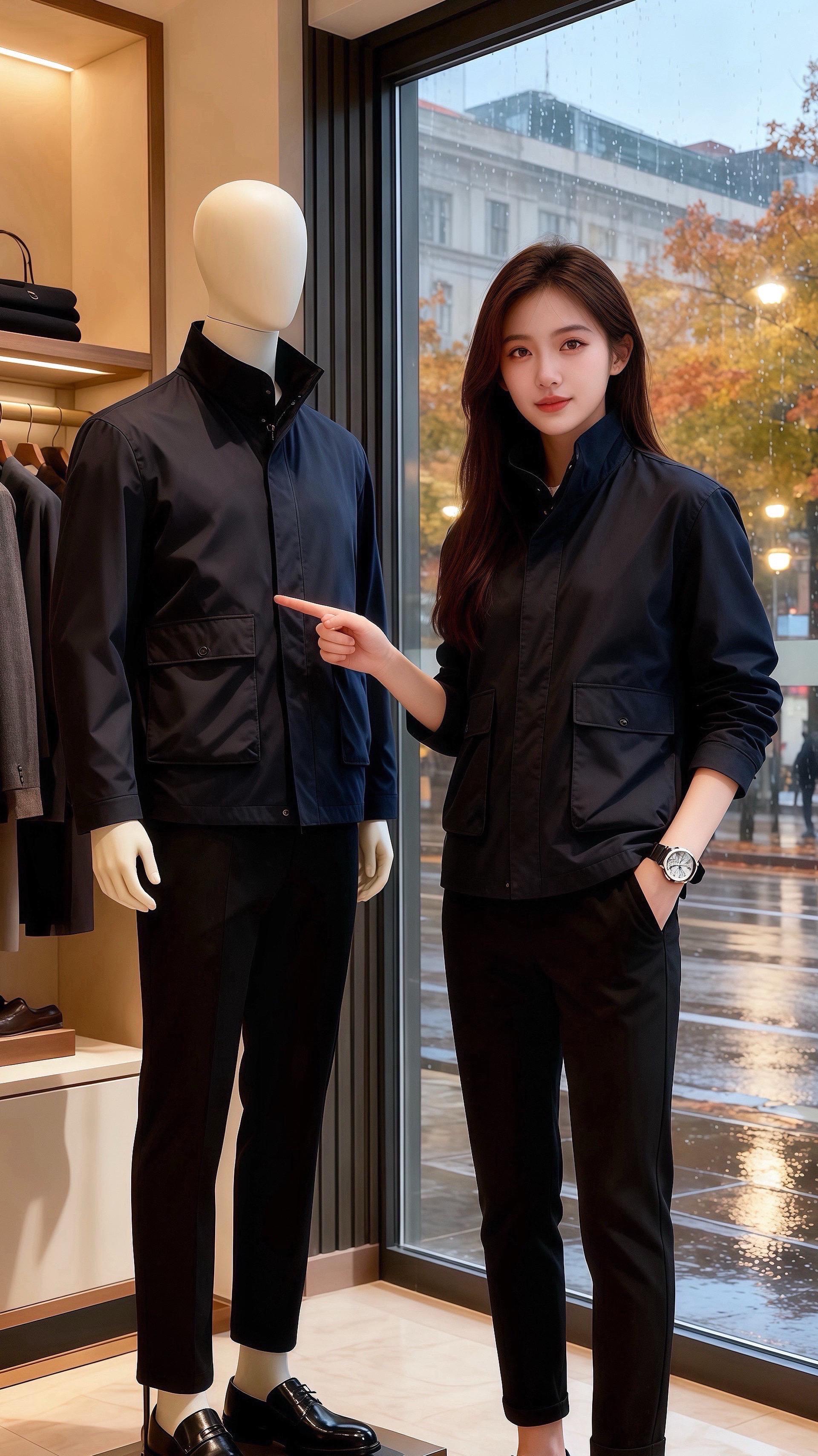 秋雨中的藏青外套  雨丝裹着桂香贴在橱窗时，许妍正倚着衣架抱杯热拿铁。...