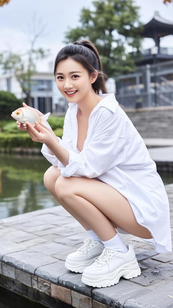 在湖边喂鱼的美好时光🐟💙