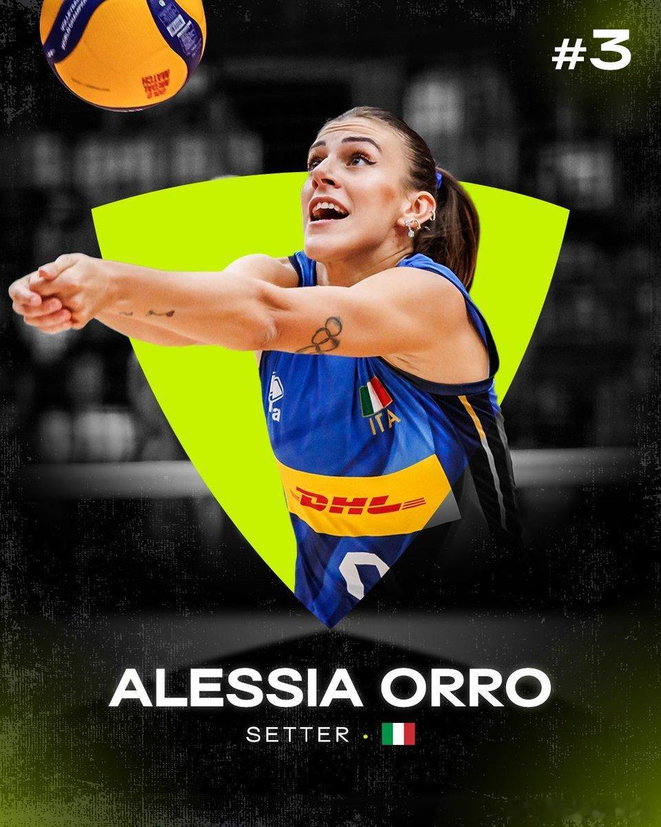 ⚡️ 据排球世界的评选，年度最佳女球员排名第3位的是：🇮🇹 阿莱西亚.奥罗（