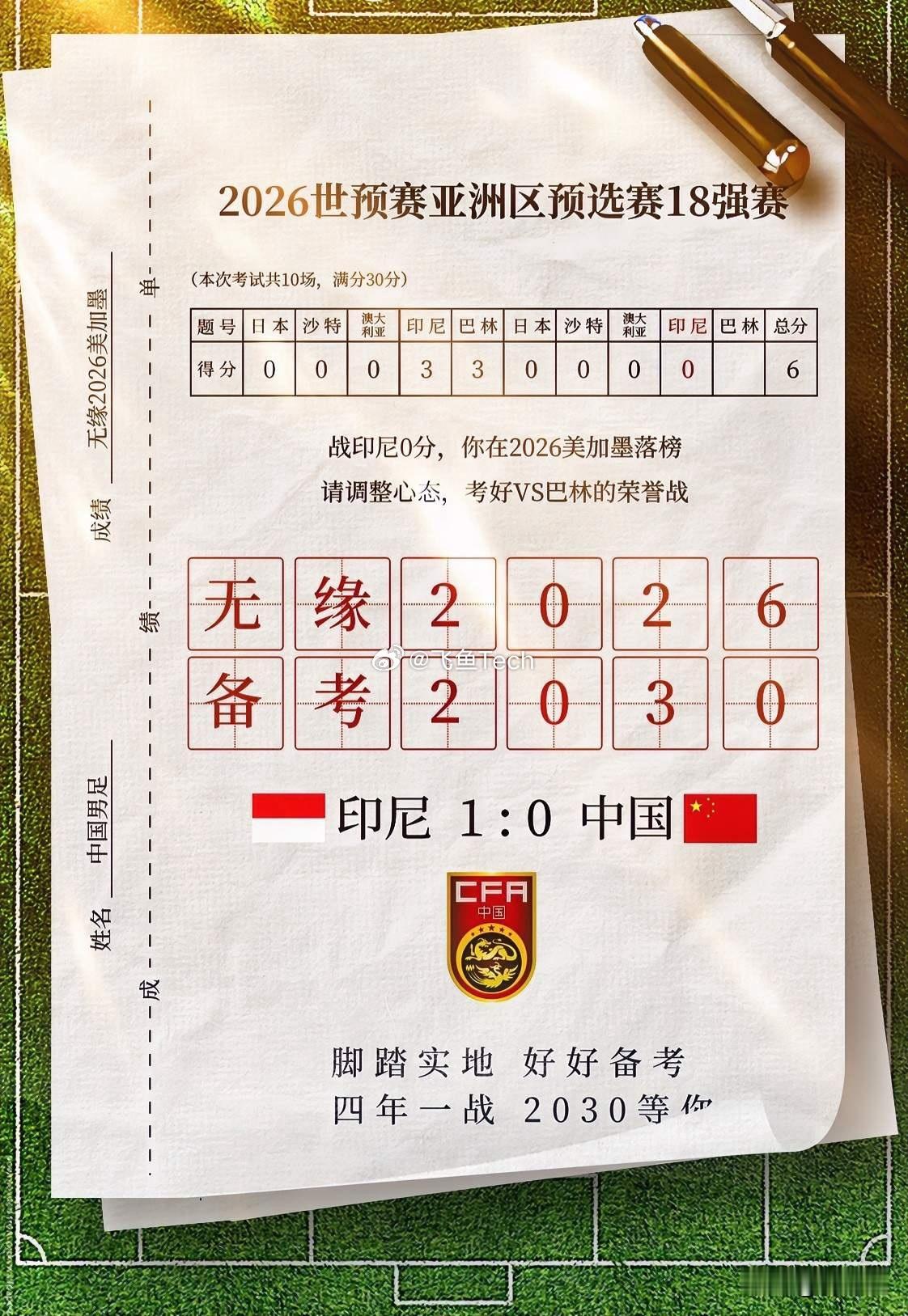 国足无缘2026世界杯输给越南无缘2022年世界杯，输给印尼无缘2026年世界杯