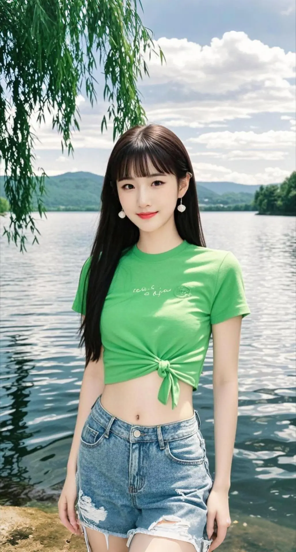 AI扩图 AI湖畔绿影