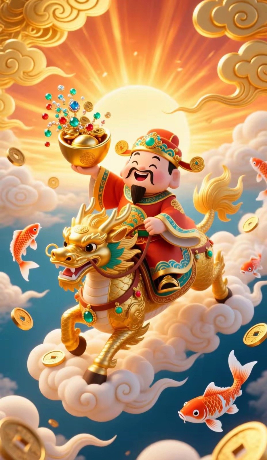财神驾到，金元宝满载，好运连连！💰🐉🎉 