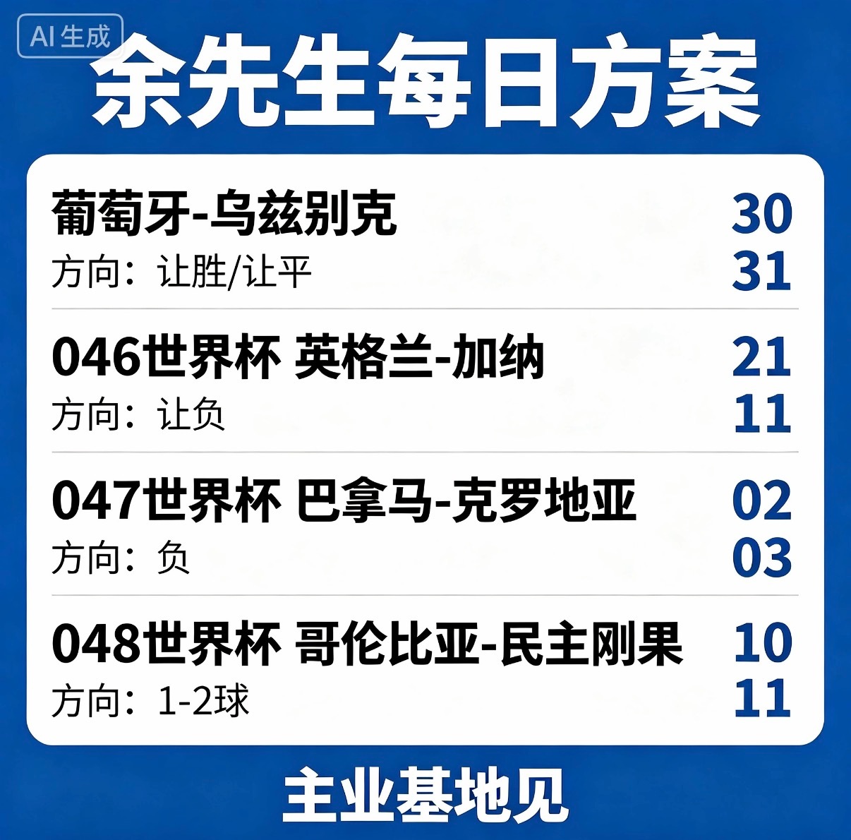 余先生的6.23一点点简单的想法。葡萄牙vs乌兹别克英格兰vs加纳巴拿马vs克罗
