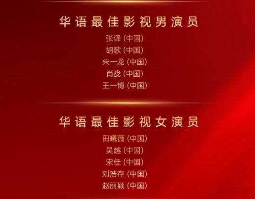 华鼎奖最佳男女主提名华鼎奖最佳女主提名 华鼎奖最佳男女主提名，张译、胡歌、朱一龙