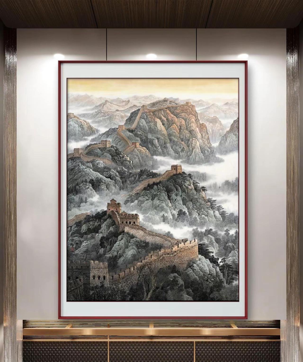 雄关云海。长城山水手绘国画作品 创作者中心 创作灵感 国画山水 纯手绘 尺寸：4