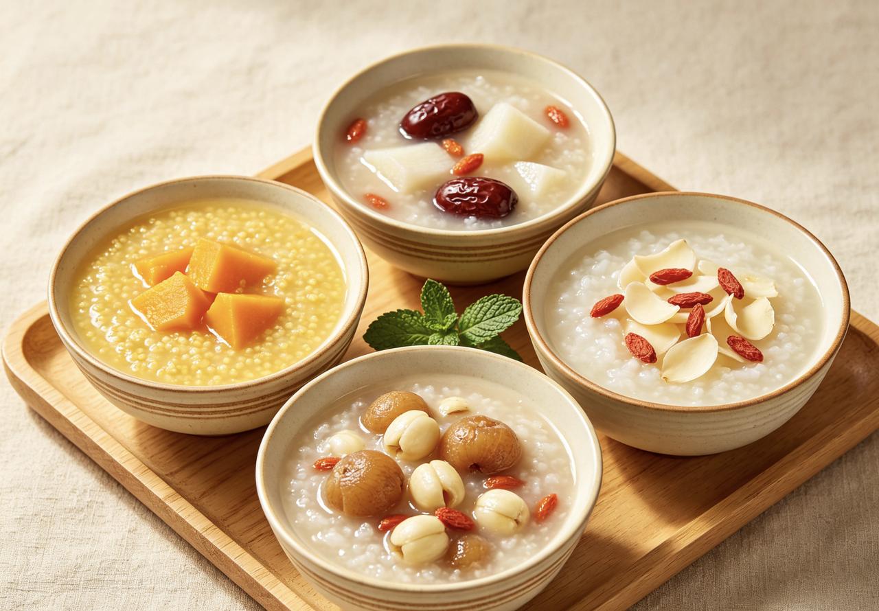 养好脾胃，粥最养人！这4款家常粥，软糯暖胃，全家都爱喝。

小米南瓜粥

黄金搭