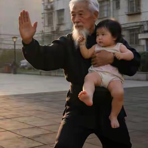 家人们，你能想象清晨第一缕阳光里，有幅画面甜到让人“原地打滚”吗？爷爷抱着孙女练