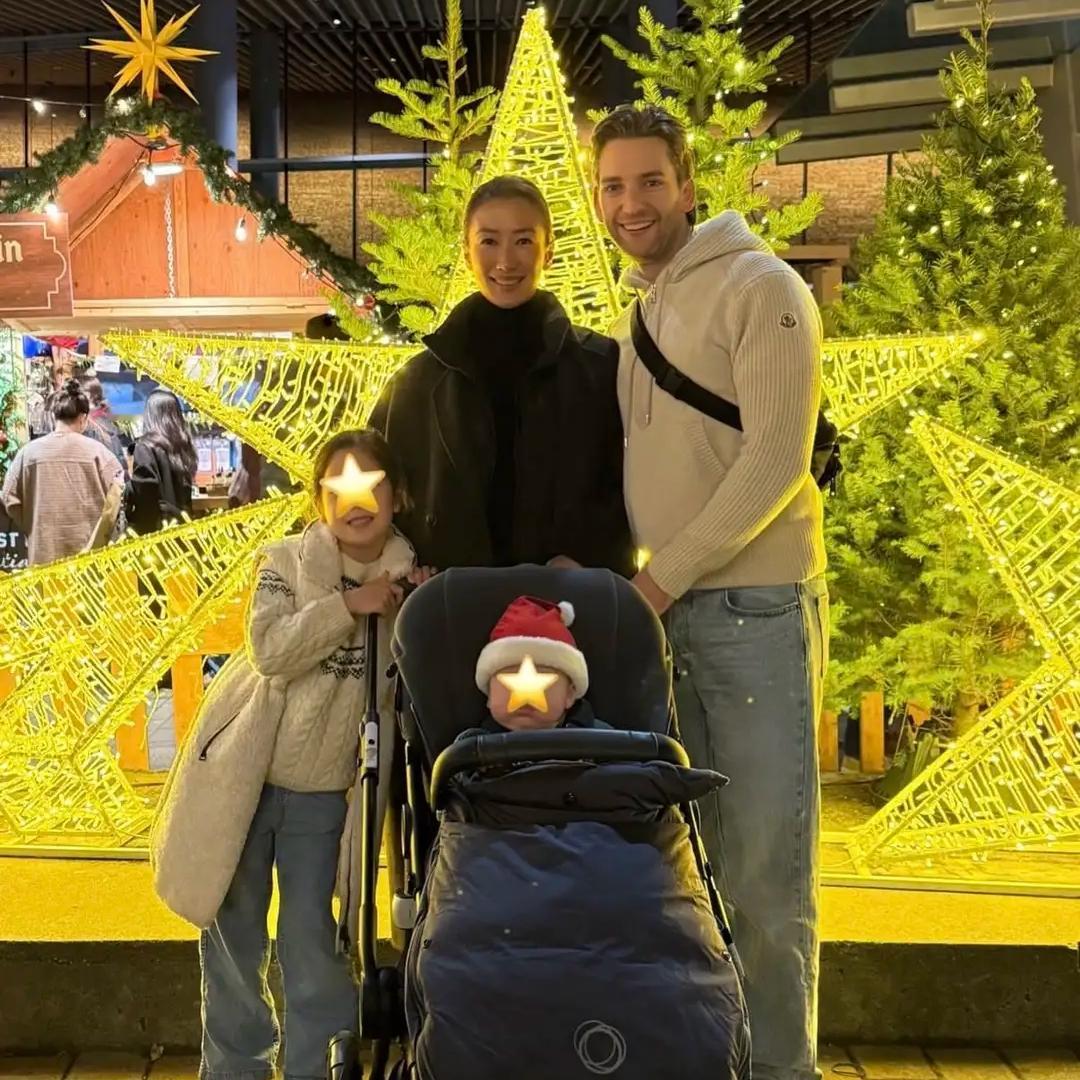 以前一直以为谢婷婷的第一胎也是高鼻梁蓝眼睛的中欧美混血，
结果看了她发的圣诞节全