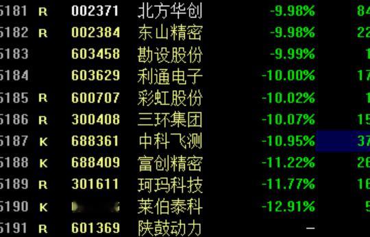 北方华创等跌停，没有业绩只有题材和国产替代的伪科技要小心 