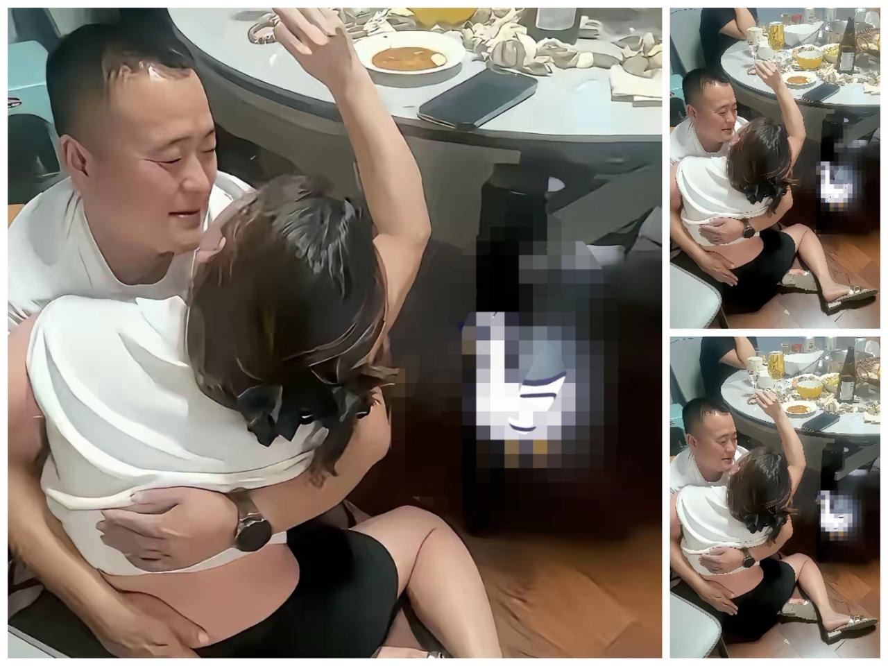 酒店房间里，女子喝得酩酊大醉，瘫坐在地板上。这时，一名男士走上前，将她抱在怀里，