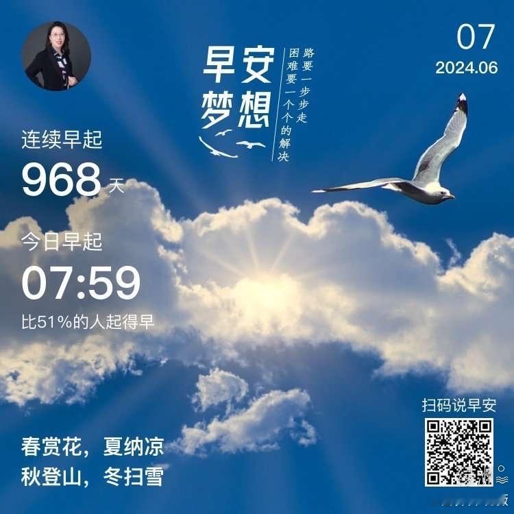 #早安#春赏花，夏纳凉秋登山，冬扫雪  ​​​
