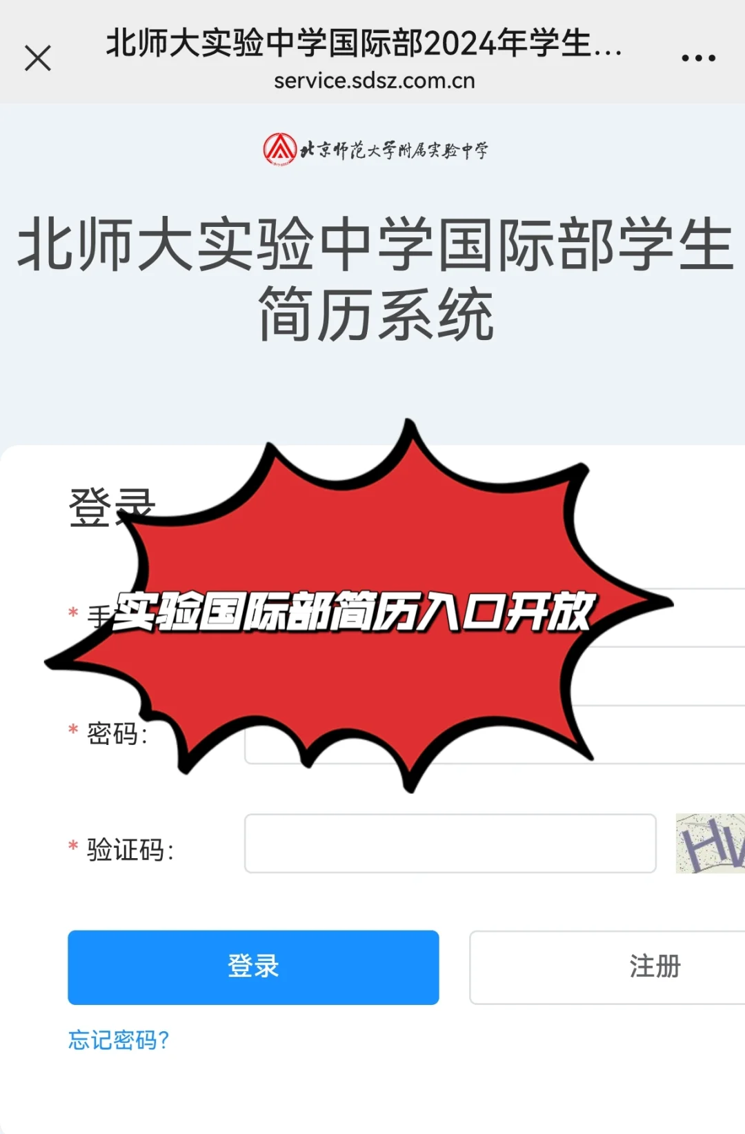 实验国际部简历入口开放！