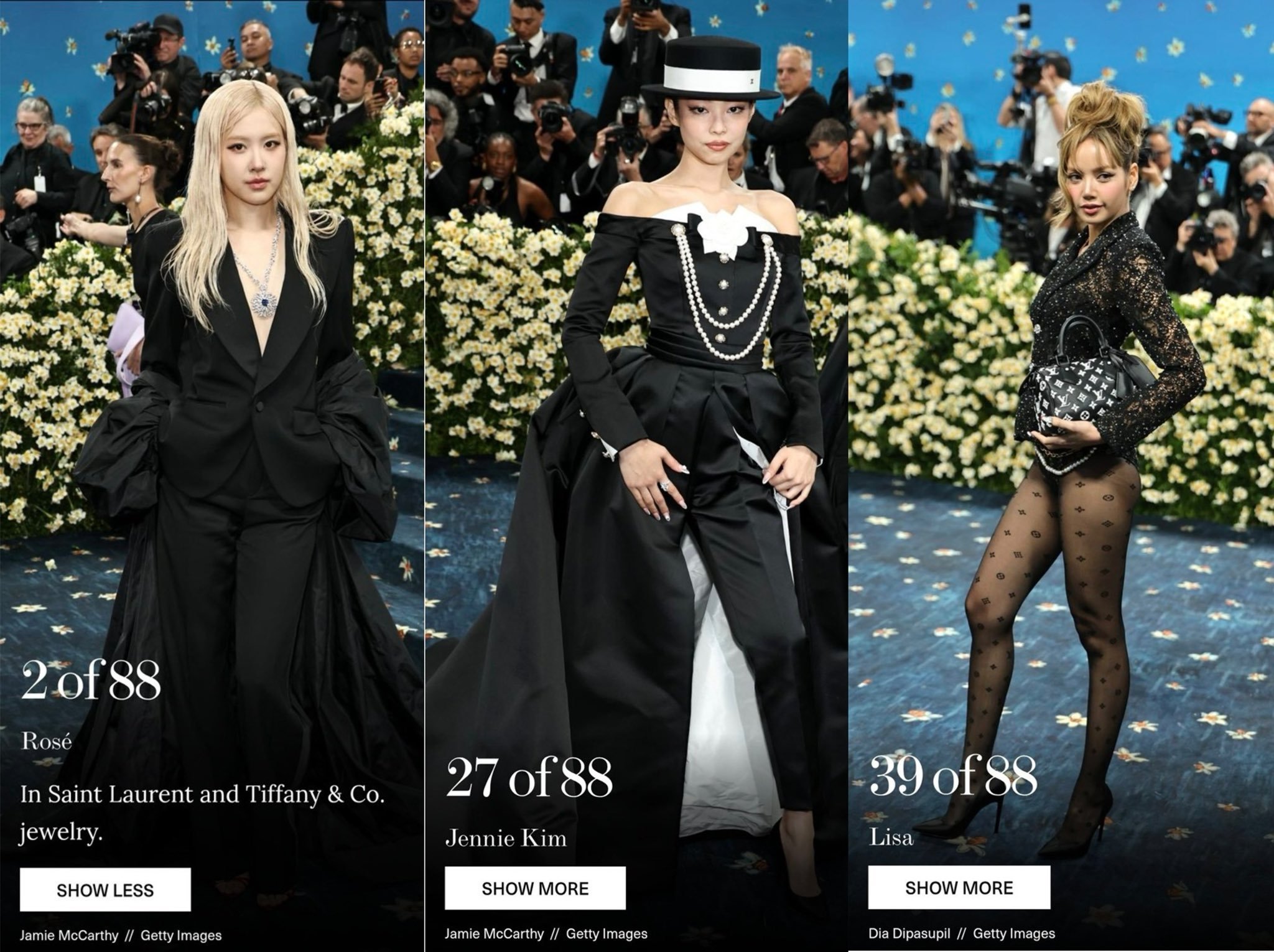 JennieLisa朴彩英metgala高光 Jennie、Lisa、朴彩英出席