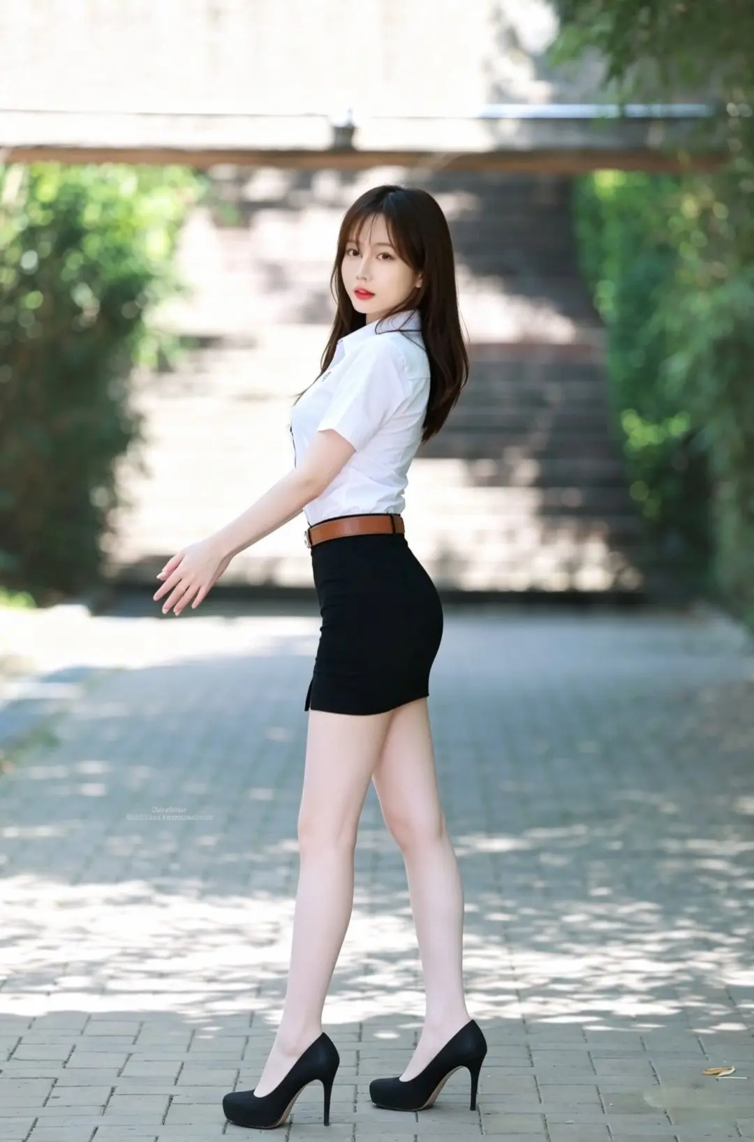 极品身材 美女车模 白衬衣黑包裙 秘书 宁化