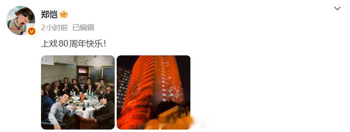 郑恺晒上戏校友合照上戏校友合照的含金量 郑恺晒上戏校友合照，包括王景春、雷佳音、