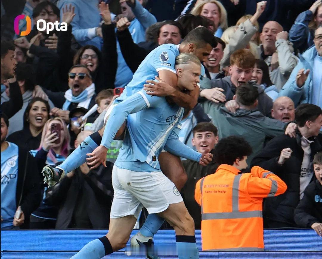 Opta统计，哈兰德本场比赛的进球让他成为了第二名连续4场英超比赛面对阿尔特塔的