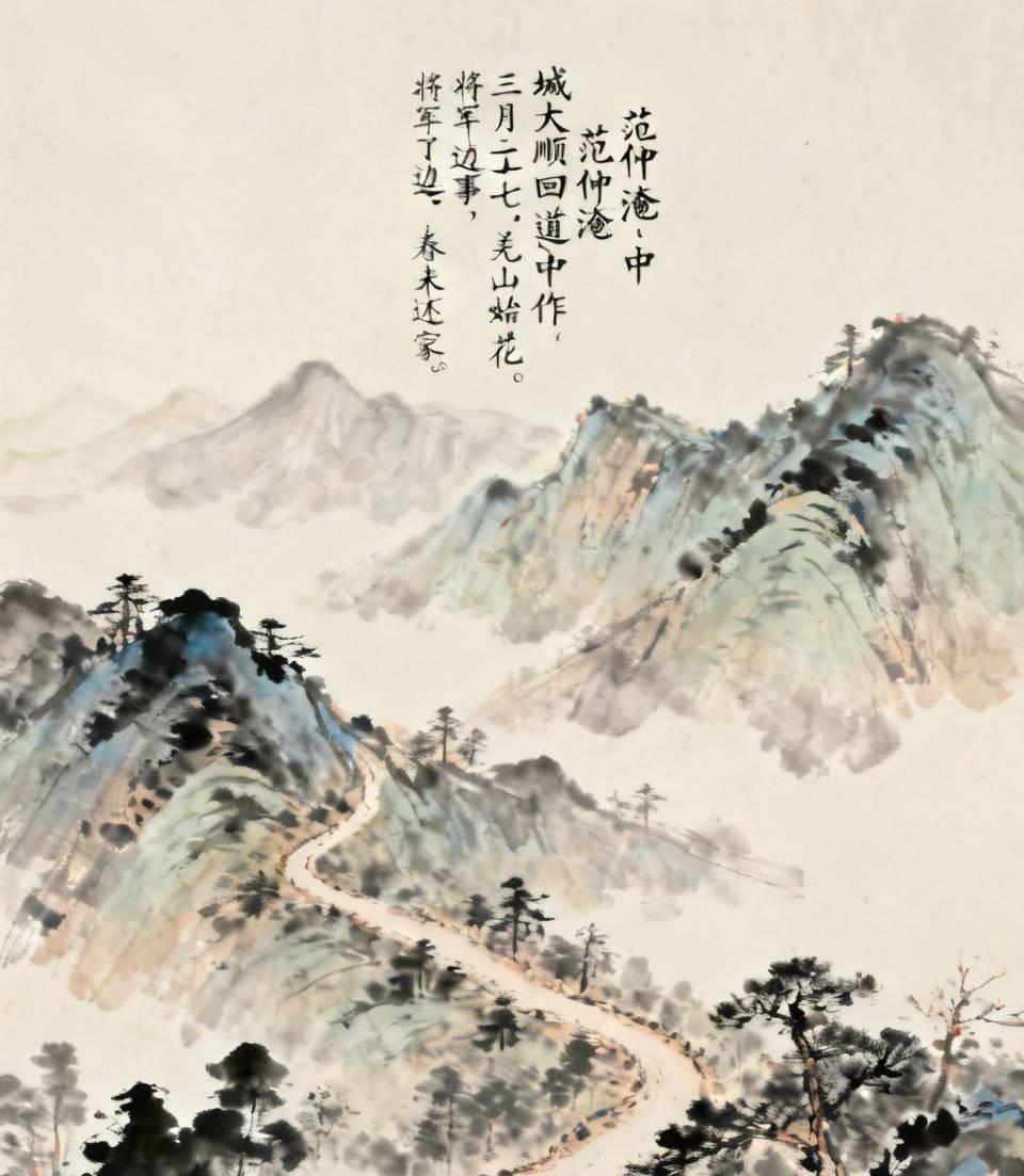 城大顺回道中作
范仲淹
三月二十七，
羌山始见花。
将军了边事，
春老未还家。