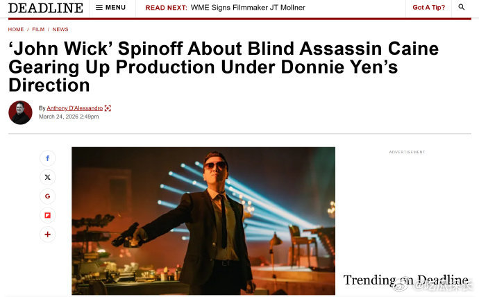 甄子丹首位自导自演好莱坞电影华人 《凯恩传》要是真能在香港取景，那街头巷尾的打戏