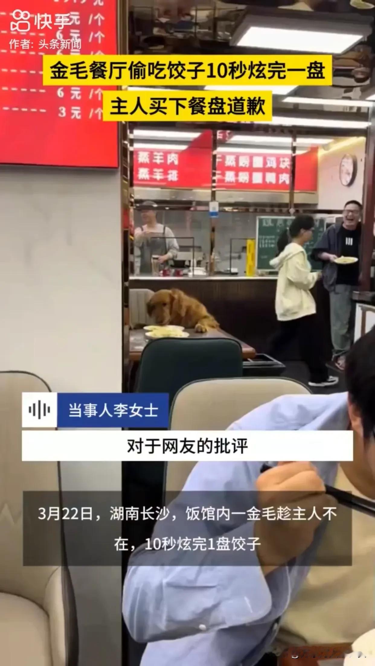 “人家已经道过歉了，就放过人家吧！”湖南长沙，女子带狗进店吃饭被网友网暴，并且跑