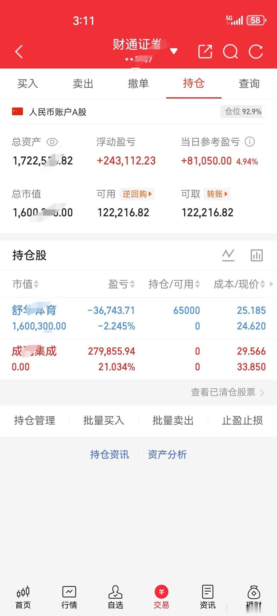 今日操作今日买进：舒华TY今日卖出：成飞JC看到的朋友点个赞，扣一波“178”支