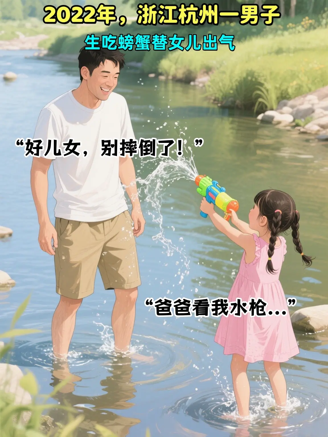 父亲替女儿“报仇”生吞螃蟹结果……