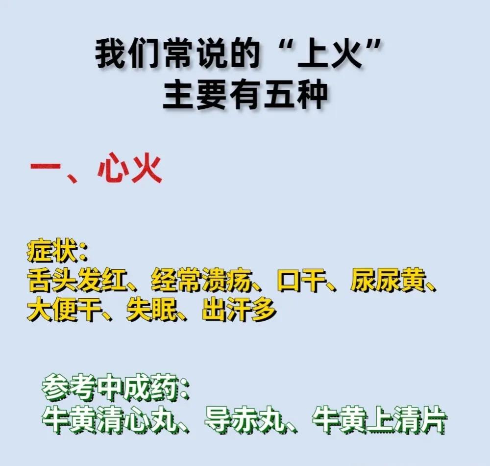 口臭是胃火、咳嗽是肺火，不同的上火症状对应不同的脏器。家中必备这5类灭火药，让你