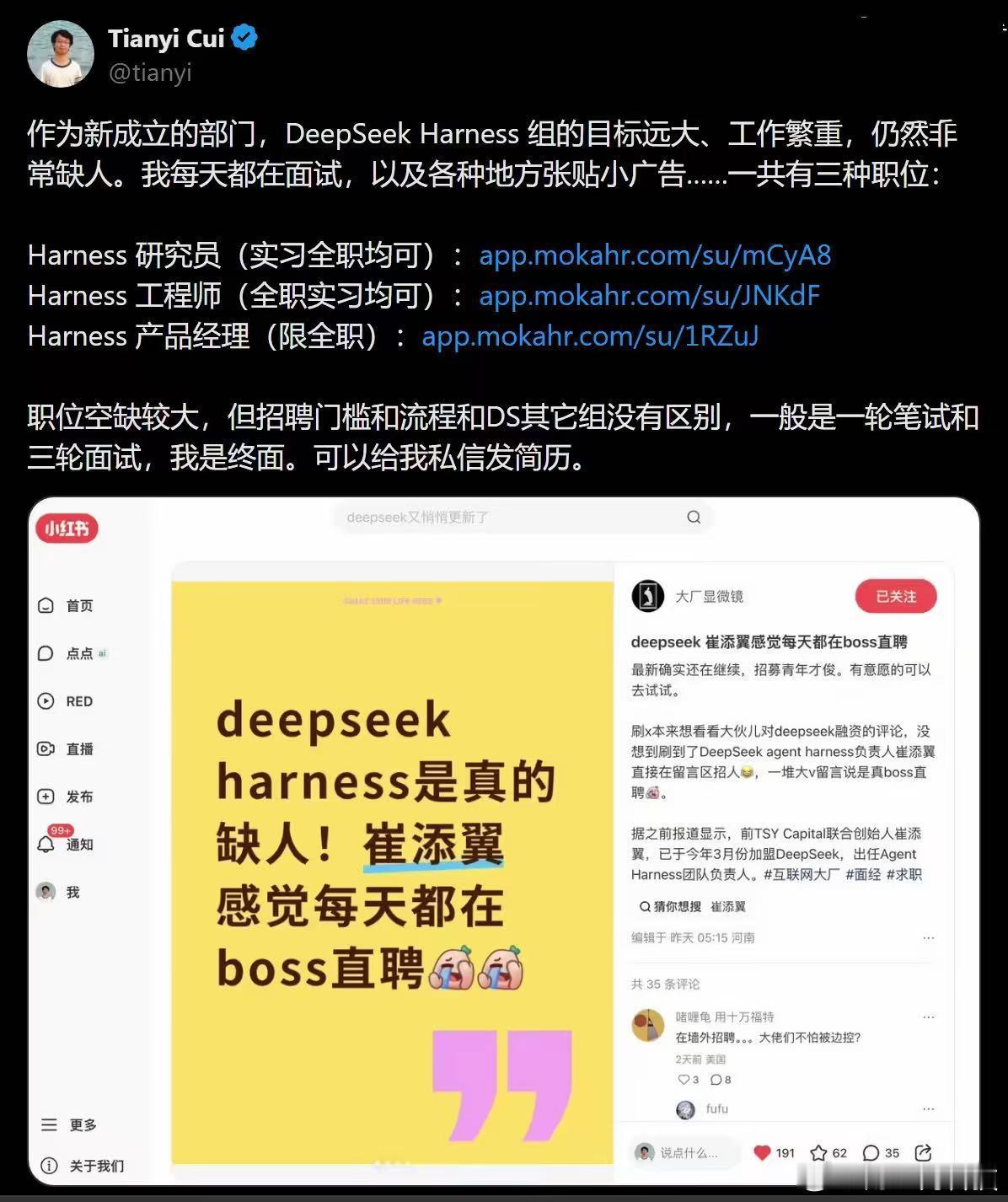 【DeepSeek回应不招外国人：需要能用中文工作，没有不招外国人的规定】Dee