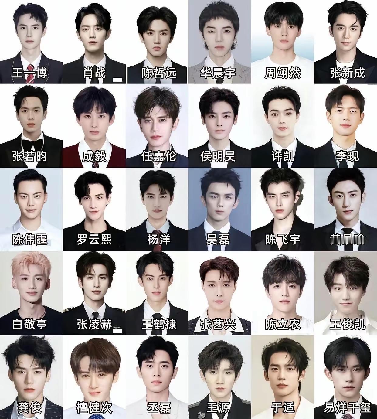 图中男明星的颜值前三
第一名：周翊然
第二名：檀健次
第三名：龚俊
以前谨代表个