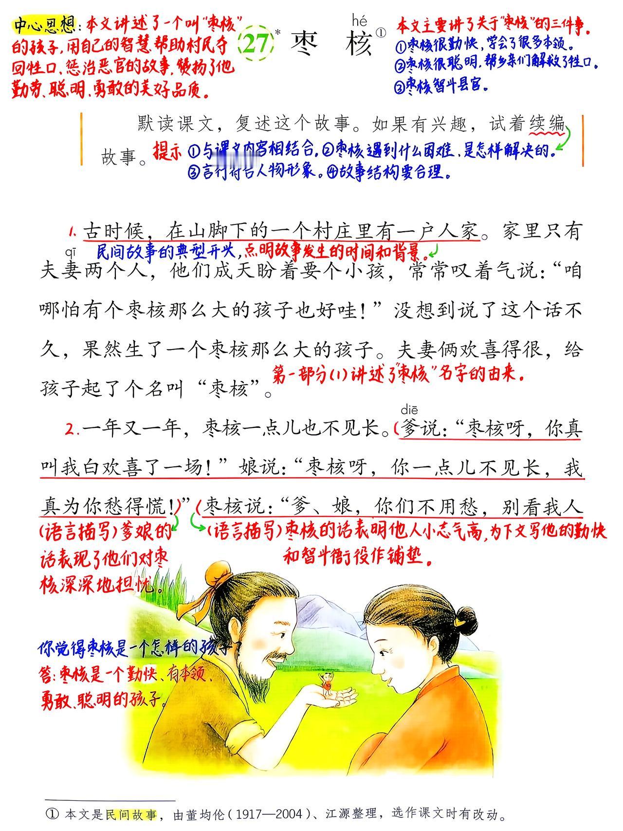 三年级下册语文，第八单元《枣核》《语文园地八》课堂学习笔记，收藏备用