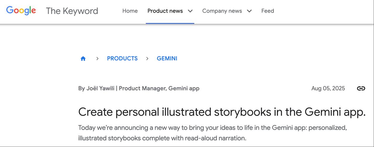 Google Gemini 上线全新 Storybook 功能：一句话变绘本＋语