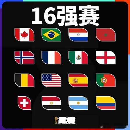 世界杯16强全部产生北京时间 7 月 4 日，哥伦比亚 1-0 加纳一战落幕，1