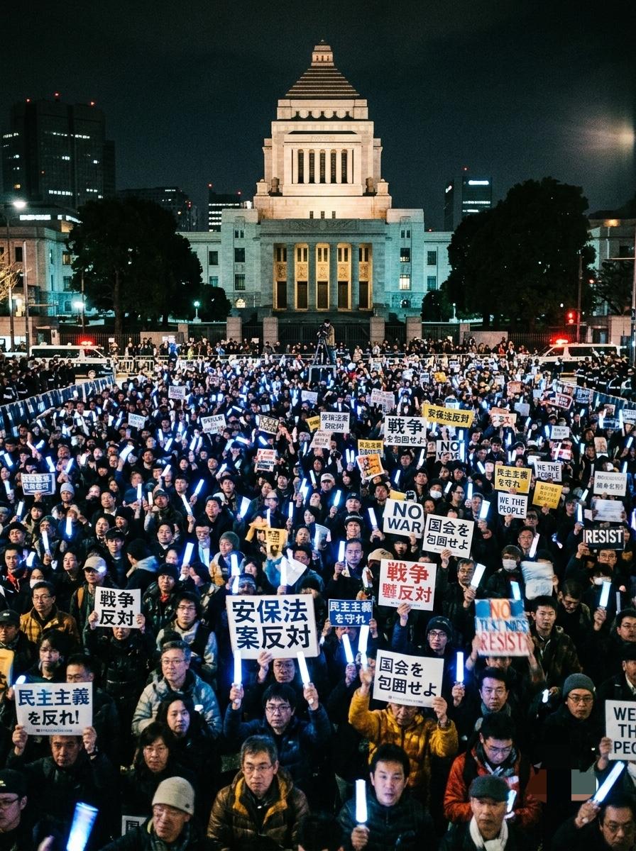 14万人。把东京国会给围了。

我翻着推特上的现场视频，愣了半天。2.7万人站在