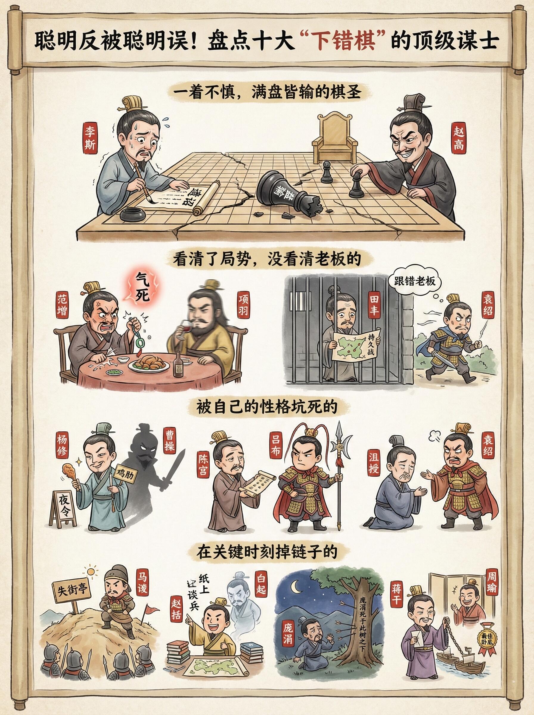 聪明反被聪明误！十大“下错棋”的顶级谋士 