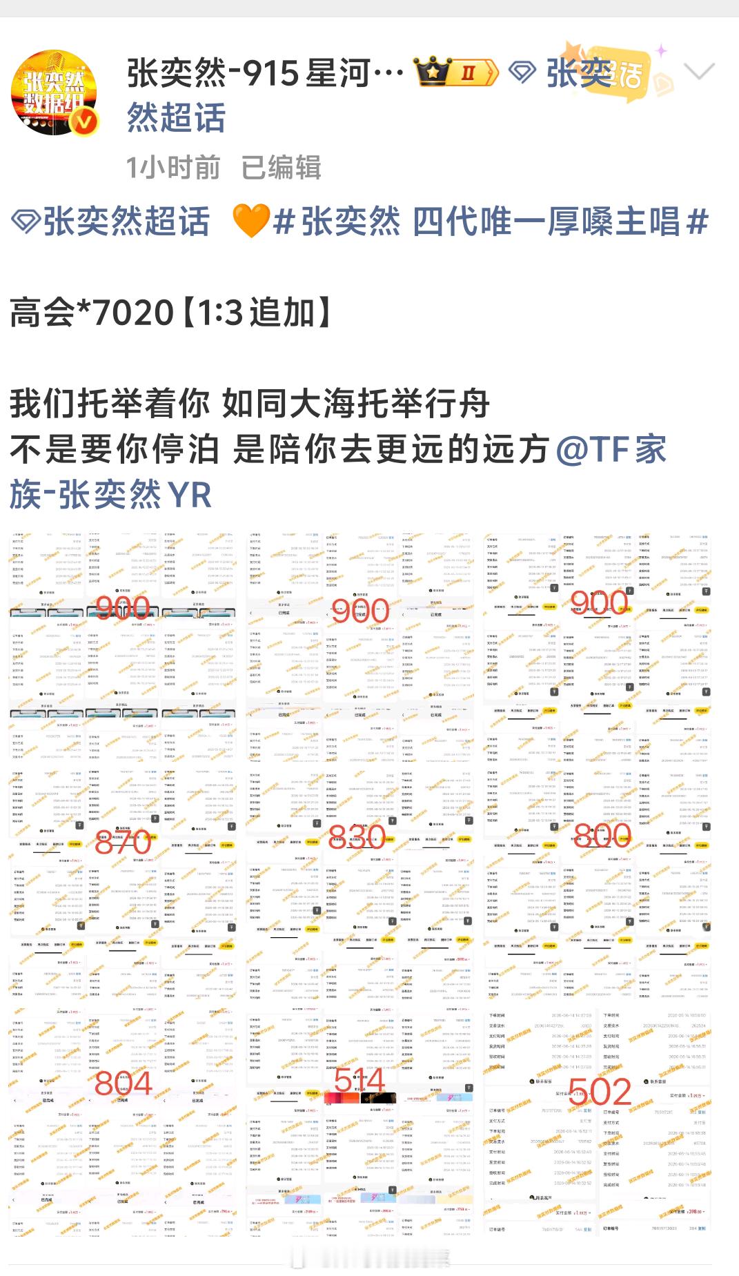 张奕然数据组高会晒单7020个
