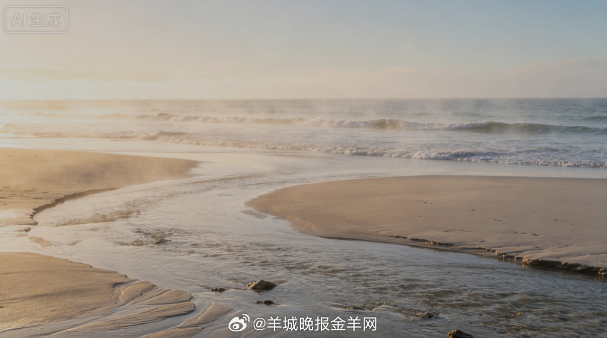 #早安# 夏风裹挟着温热的水汽拂过浅滩沙洲，细碎浪花缓缓摩挲沙石，你慢悠悠漫步滩