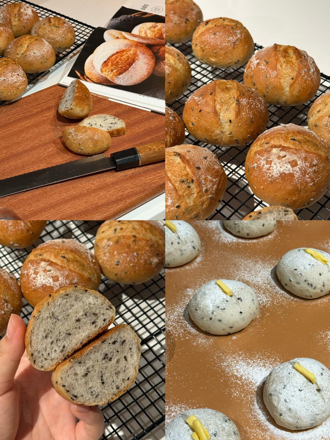 法式黑芝麻球，干净健康的主食面包