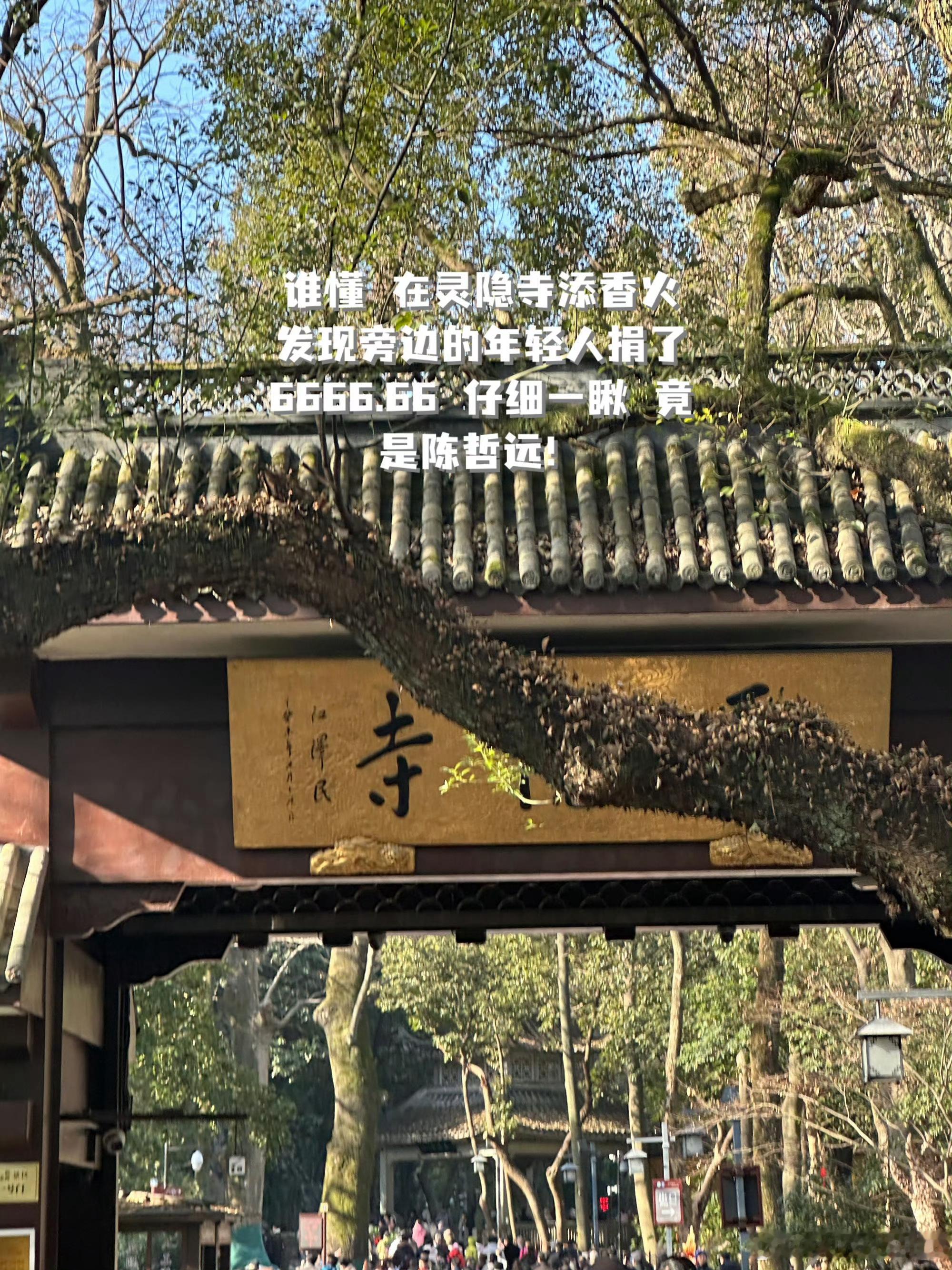 陈哲远的灵隐寺偶遇还有后续！陈哲远在灵隐寺捐了6666.66陈哲远给灵隐寺捐了6