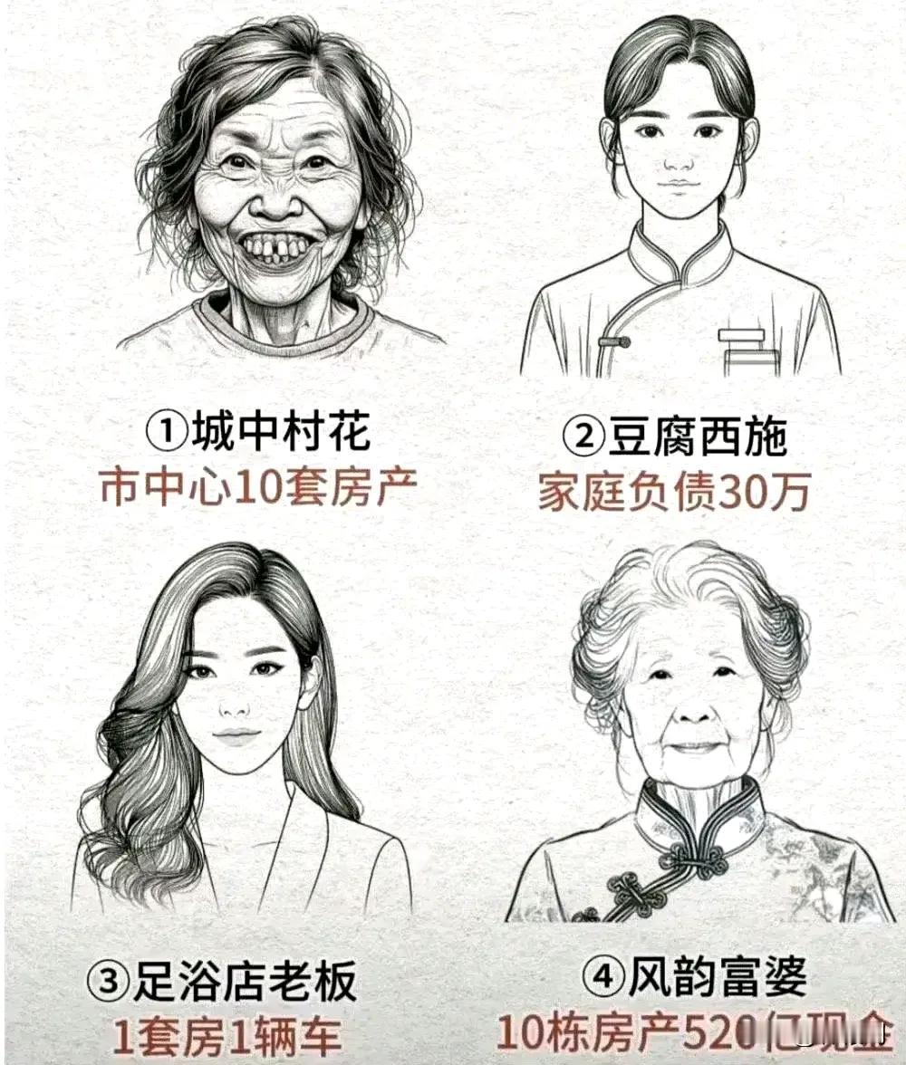 择偶指南：挑个好媳妇儿，四个美女怎么选找个好老婆咋选？遇见四个美女，挑哪个好呢？