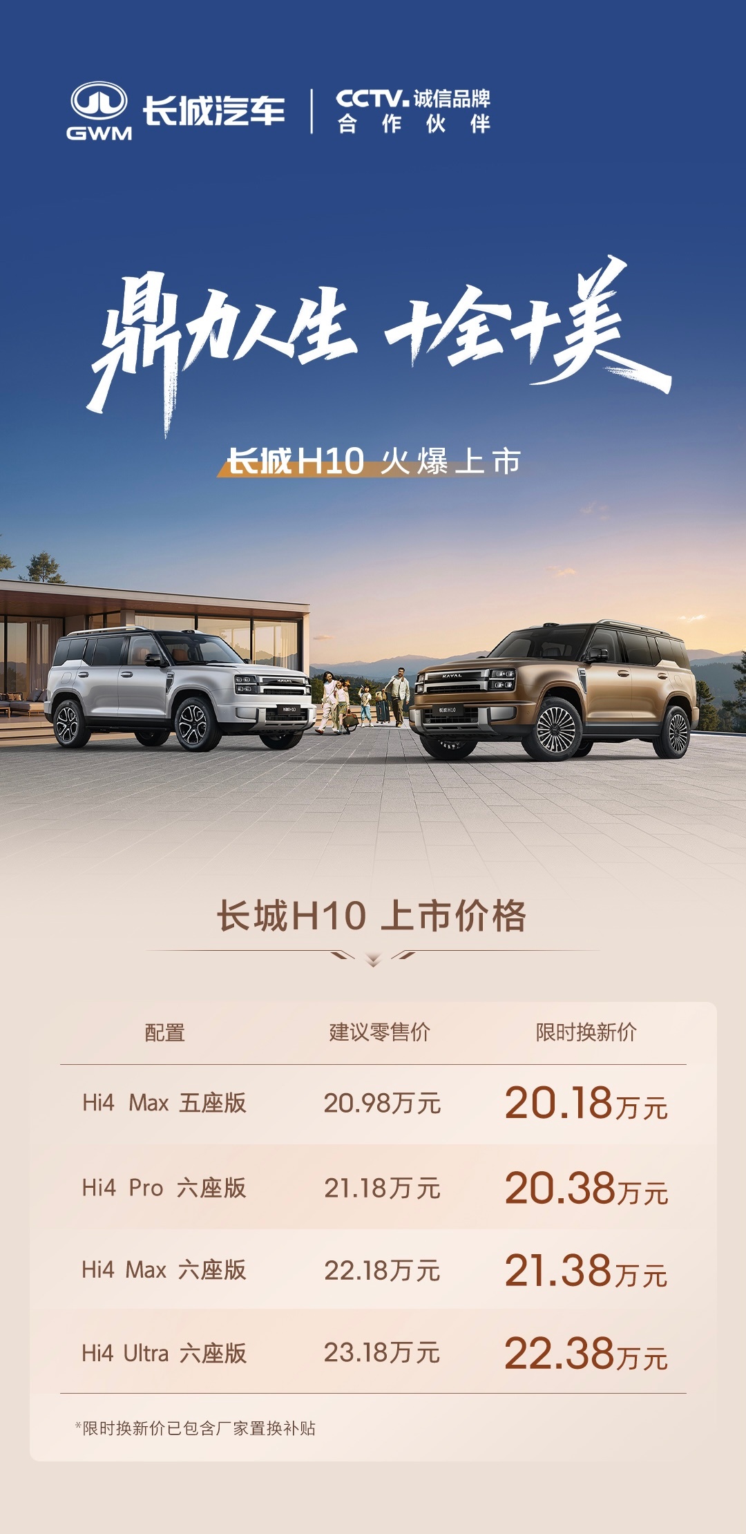 20万级方盒子又来一选手，长城H10正式上市，价格20.98-23.18万元，这