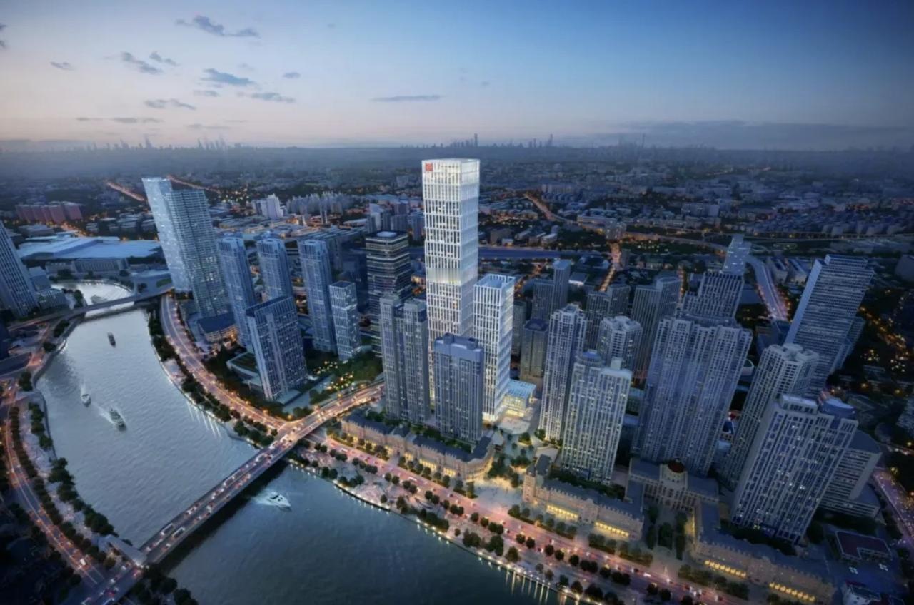 340米天际新章！天津市区第一高楼幕墙施工过半，海河文脉融于云端
 
作为天津市