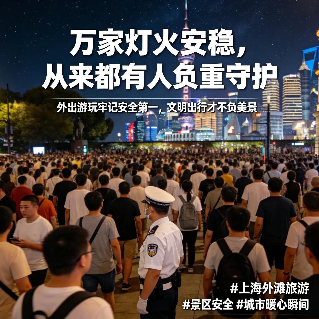 上海外滩人山人海，出行安全感全被白衬衣稳稳拿捏
 
节假日上海外滩游客爆棚，场面