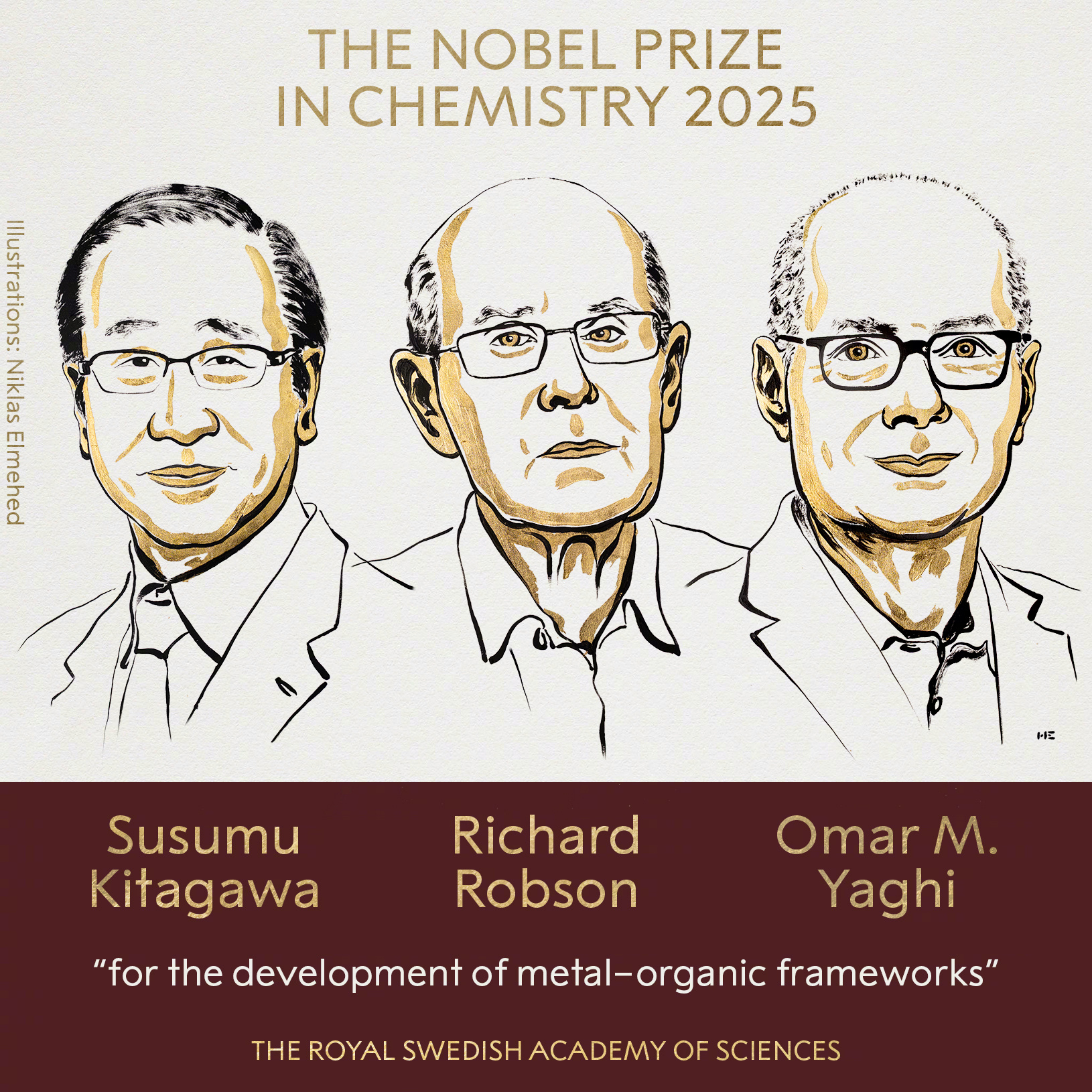 瑞典皇家科学院将2025年诺贝尔化学奖授予北川进（Susumu Kitagawa